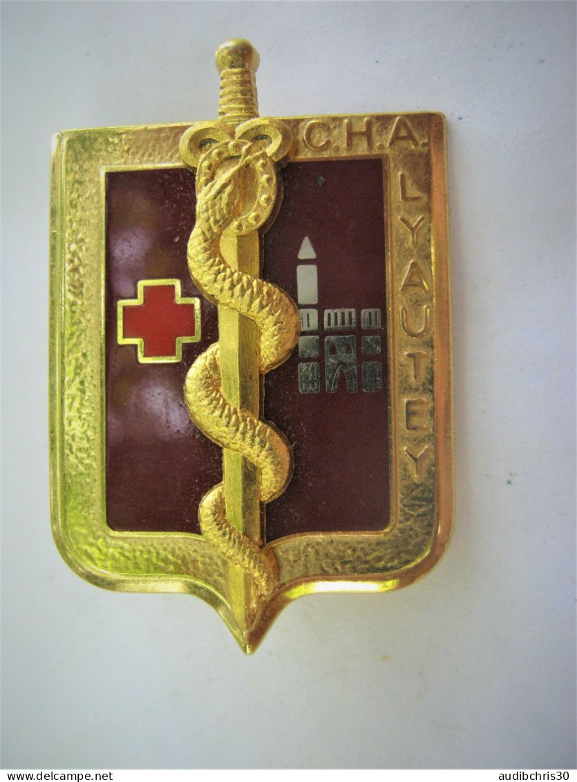 INSIGNE SANTE CHA LYAUTEY (Centre Hospitalier Des Armées) DRAGO ETAT EXCELLENT REFLET SUR PHOTO - Services Médicaux