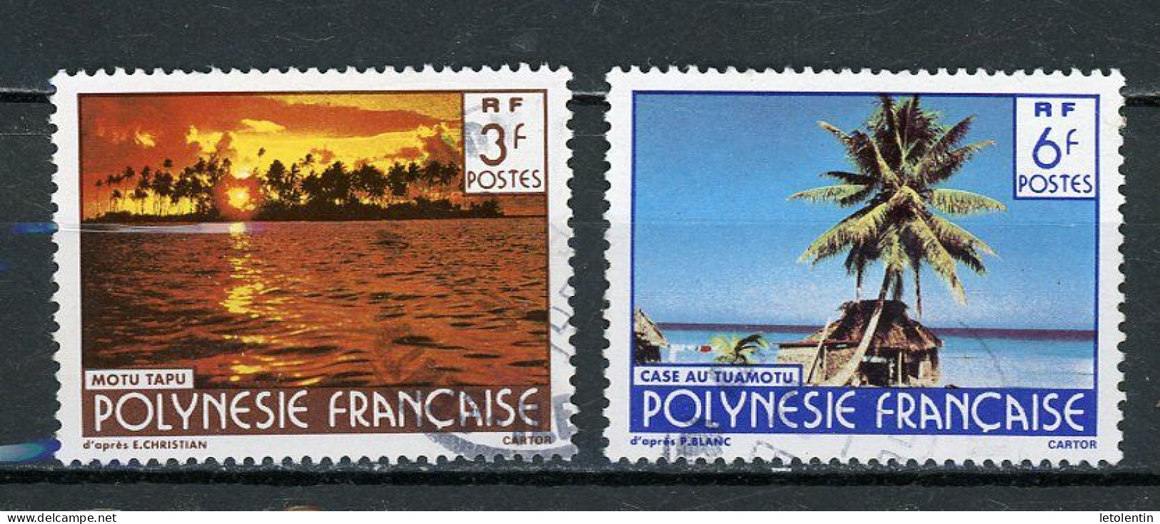 POLYNESIE : PAYSAGE - N° Yt  253+255 Obli. - Oblitérés