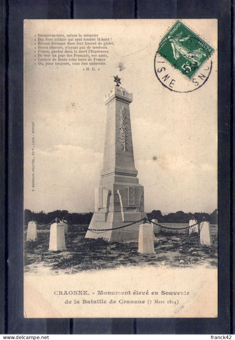 02. Craonne. Monument élevé En Souvenir De La Bataille - Craonne