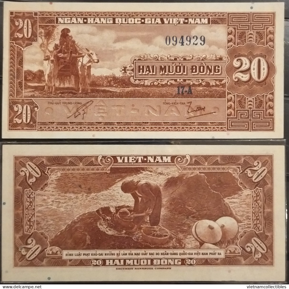 South Viet Nam Vietnam 20 Dông UNC Banknote Note 1962 - Pick # 6a / - Viêt-Nam