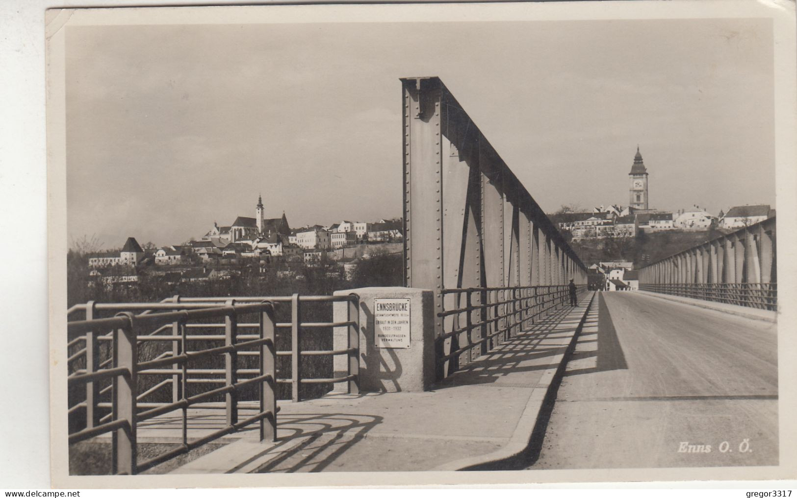 C9763) ENNS - ENNSBRÜCKE Mit Blick Richtung Kirche ALT !! 1939 - Enns