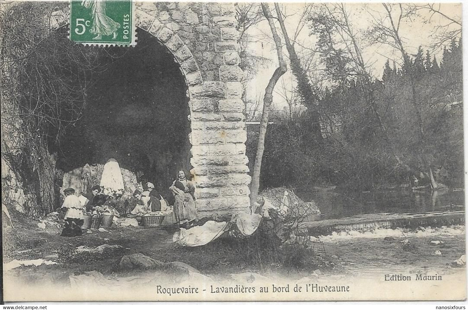 D 13  ROQUEVAIRE.  LAVANDIERES AU BORD DE L HUVEAUNE.  CARTE ECRITE - Roquevaire