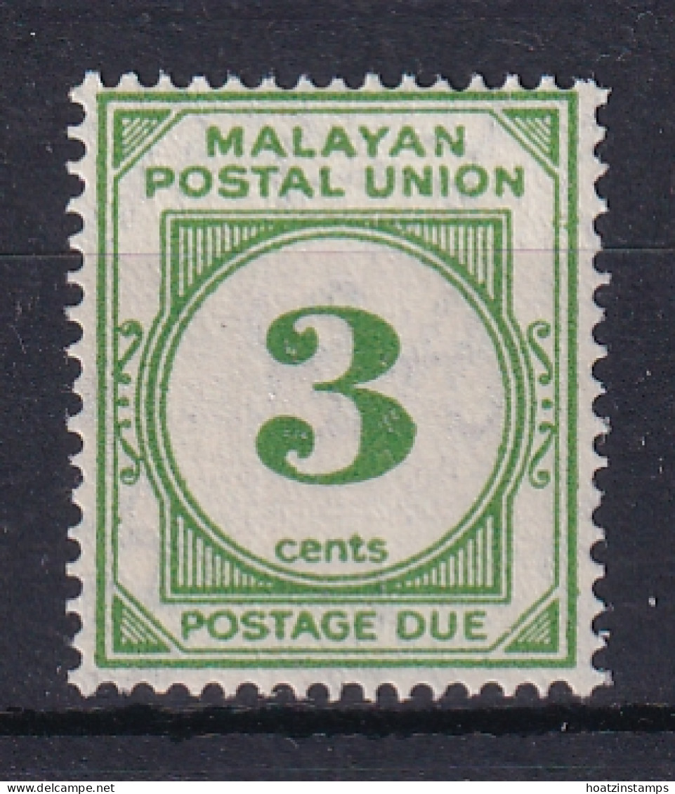 Malayan Postal Union: 1945/49   Postage Due   SG D8     3c       MH - Malayan Postal Union