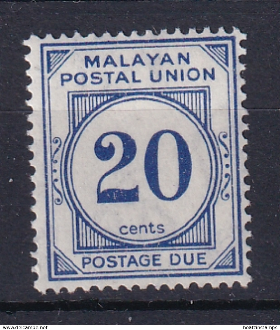 Malayan Postal Union: 1945/49   Postage Due   SG D13     20c       MH - Malayan Postal Union