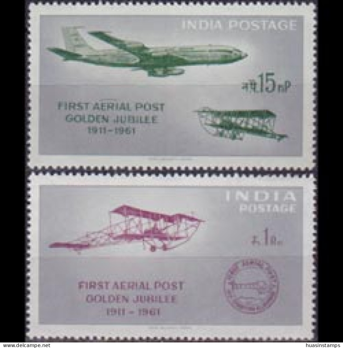 INDIA 1961 - Scott# 337-8 Airmail 50th. 15p-1r MNH - Ongebruikt