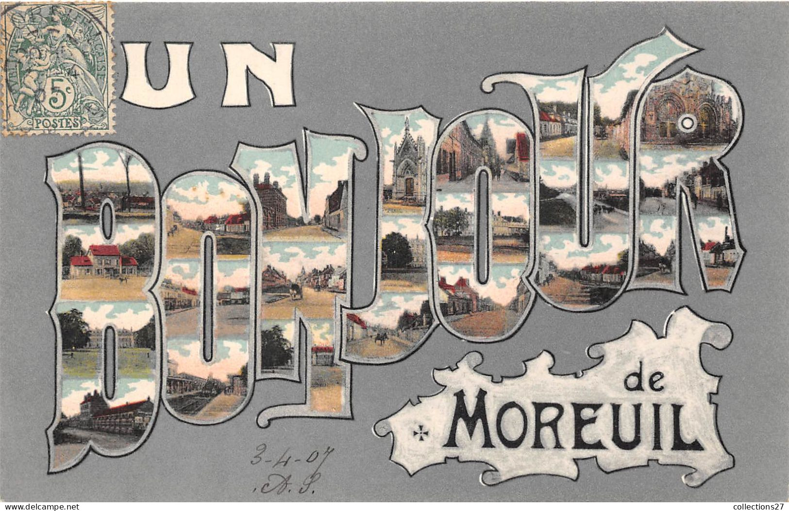 80-MOREUIL- UN BONJOUR DE MOREUIL - Moreuil