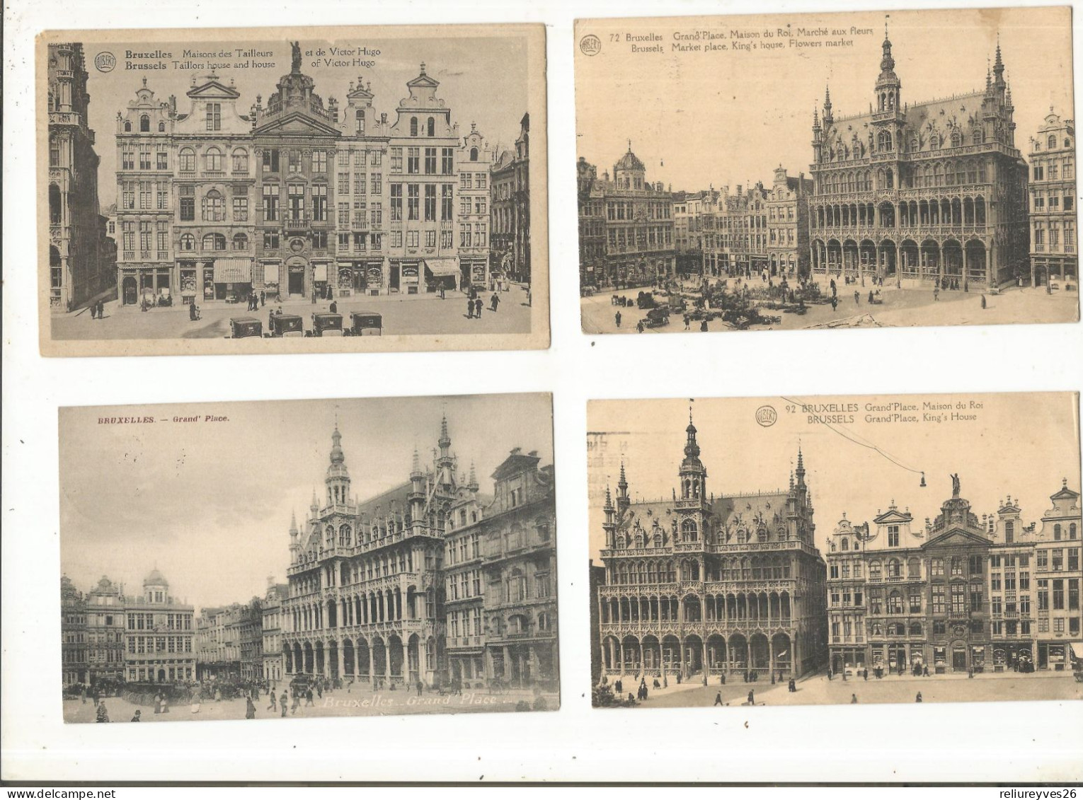 CPA, Lot A ;129 , Lot De 4 Cartes Anciennes De Bruxelles, Grand'place - Marktpleinen, Pleinen