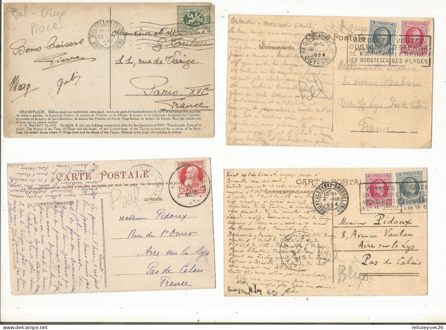 CPA, Lot A ;129 , Lot De 4 Cartes Anciennes De Bruxelles, Grand'place - Marktpleinen, Pleinen