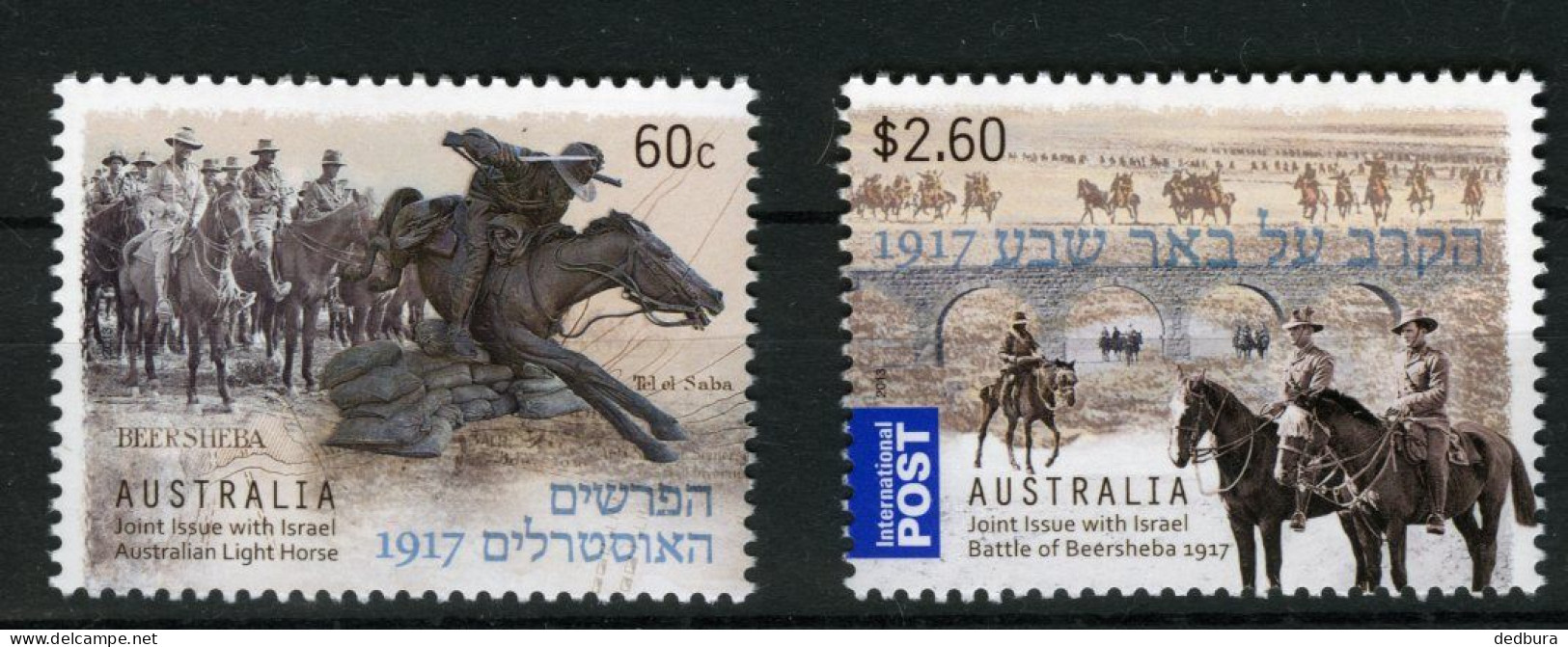Australia-Israel Joint Issue 2013 - Battle Of Beersheba, 2 Complete Stamp Sets. Israel Stamps Without Tabs - Nuevos (sin Tab)