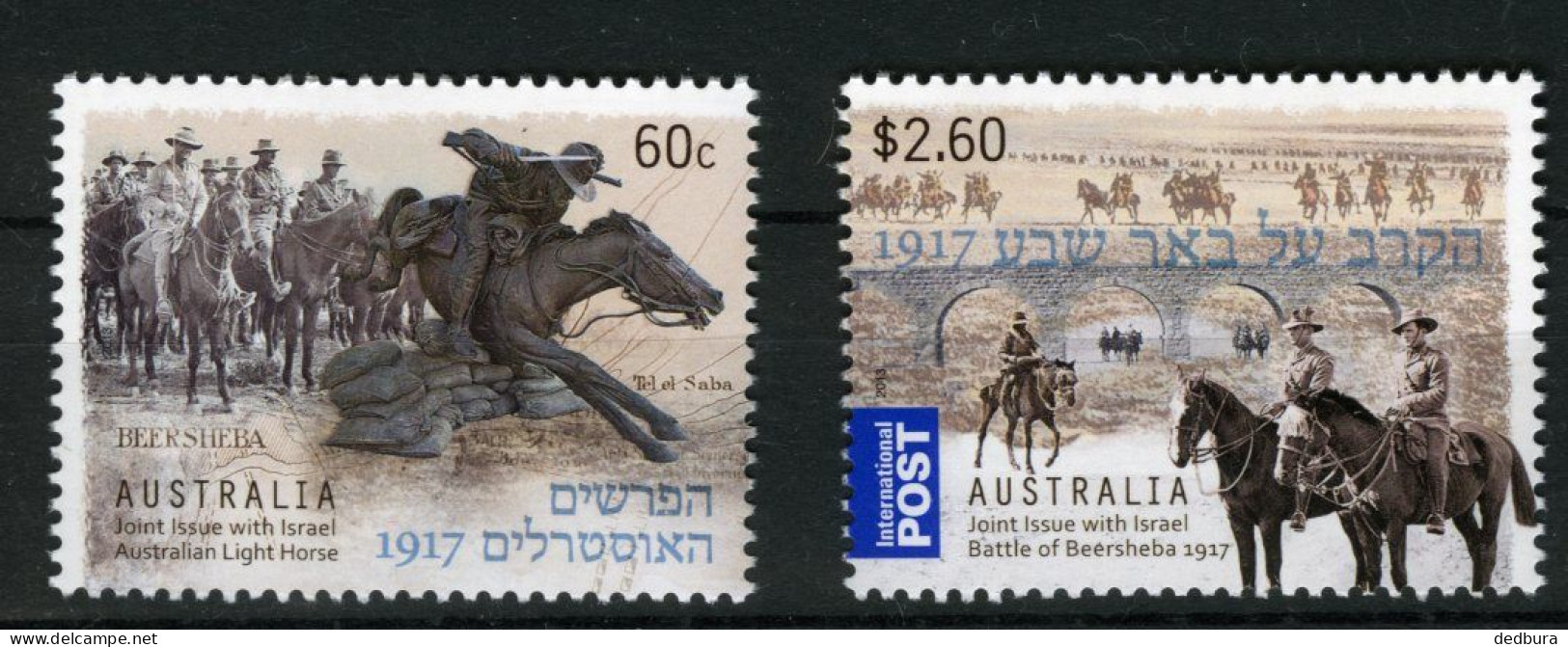 Australia-Israel Joint Issue 2013 - Battle Of Beersheba, 2 Complete Stamp Sets. Israel Stamps Without Tabs - Ongebruikt (zonder Tabs)