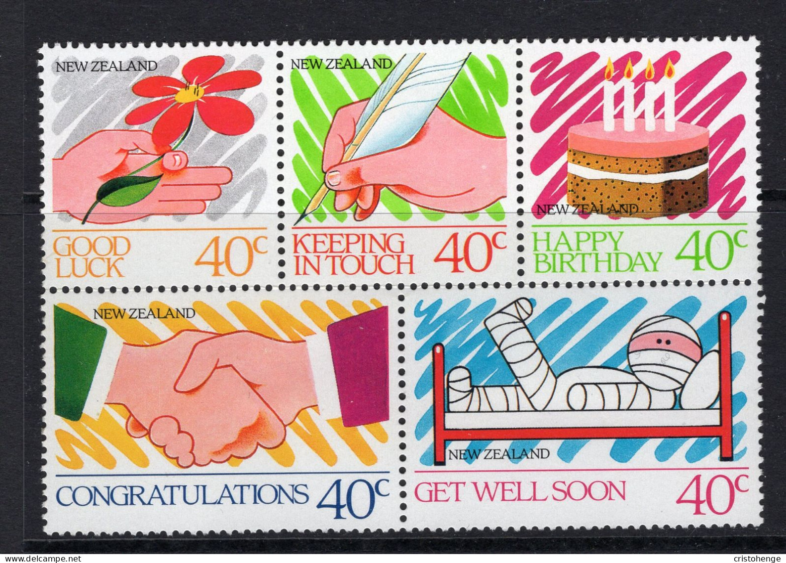 New Zealand 1988 Greetings Stamps Set HM (SG 1455-1459) - Neufs
