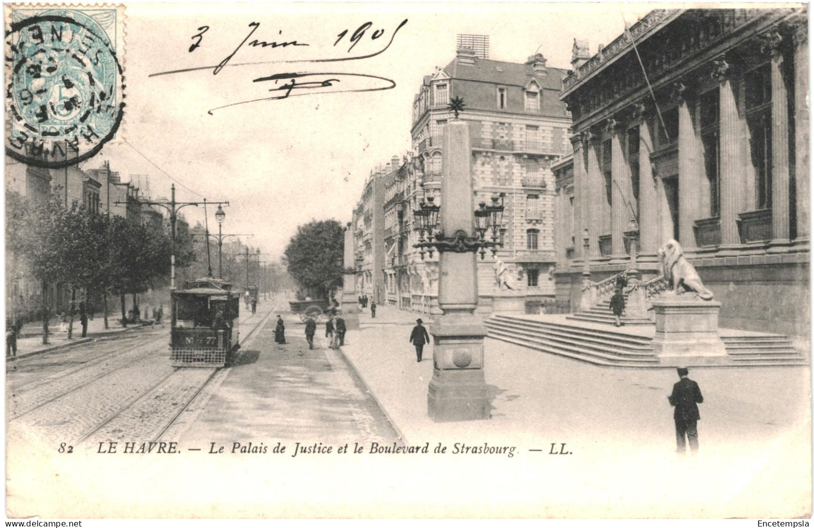 CPA Carte Postale  France  Le Havre  Palais De Justice Et Boulevard De Strasbourg 1909 VM67955 - Graville