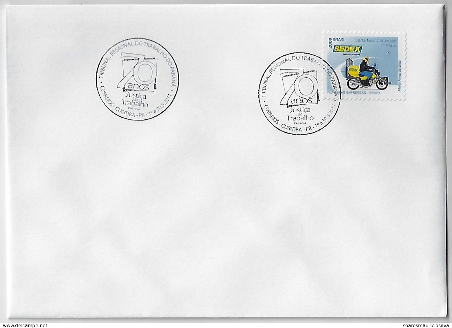 Brazil 2011 Cover With Commemorative Cancel 70th Anniversary Of The Regional Labor Court Of Paraná Curitiba - Lettres & Documents