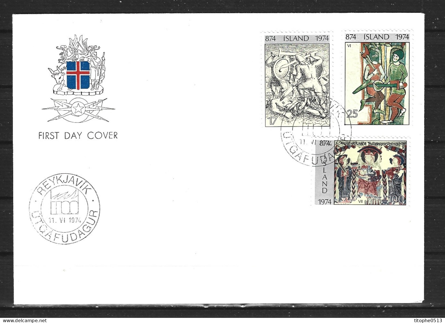 ISLANDE. N°444-6 De 1974 Sur Enveloppe 1er Jour. Peuplement De L'Islande. - FDC