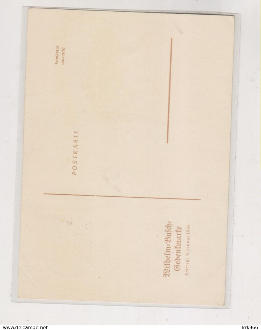 GERMANY SAAR  SAARBRUCKEN  1958 Nice Maximum Card WILHELM BUSCH - Brieven En Documenten