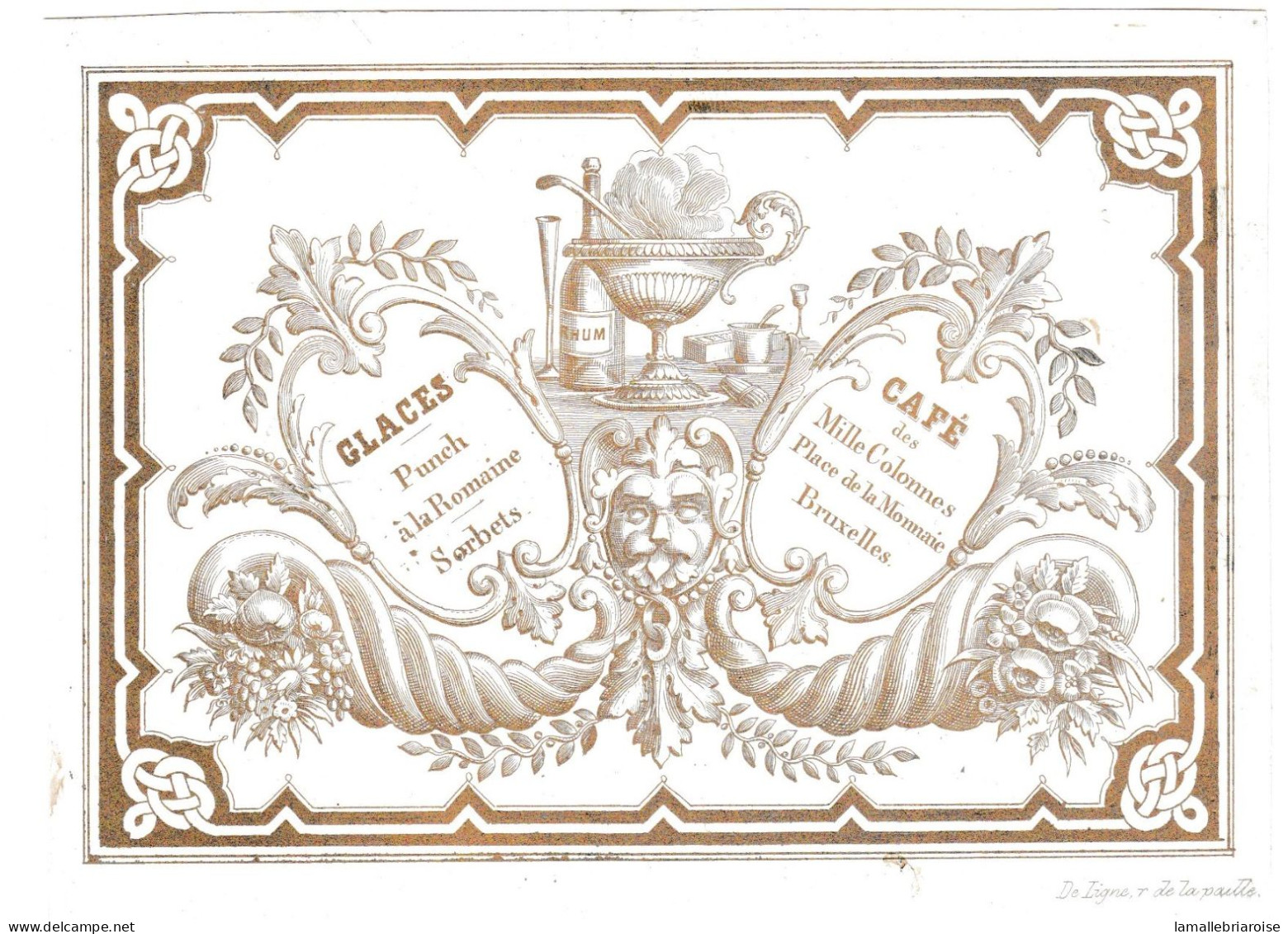 Carte Porcelaine, Porseleinkaart, Café Des Mille Colonnes à Bruxelles, Calendrier 1860, Dim:142 X105mm - Porcelaine