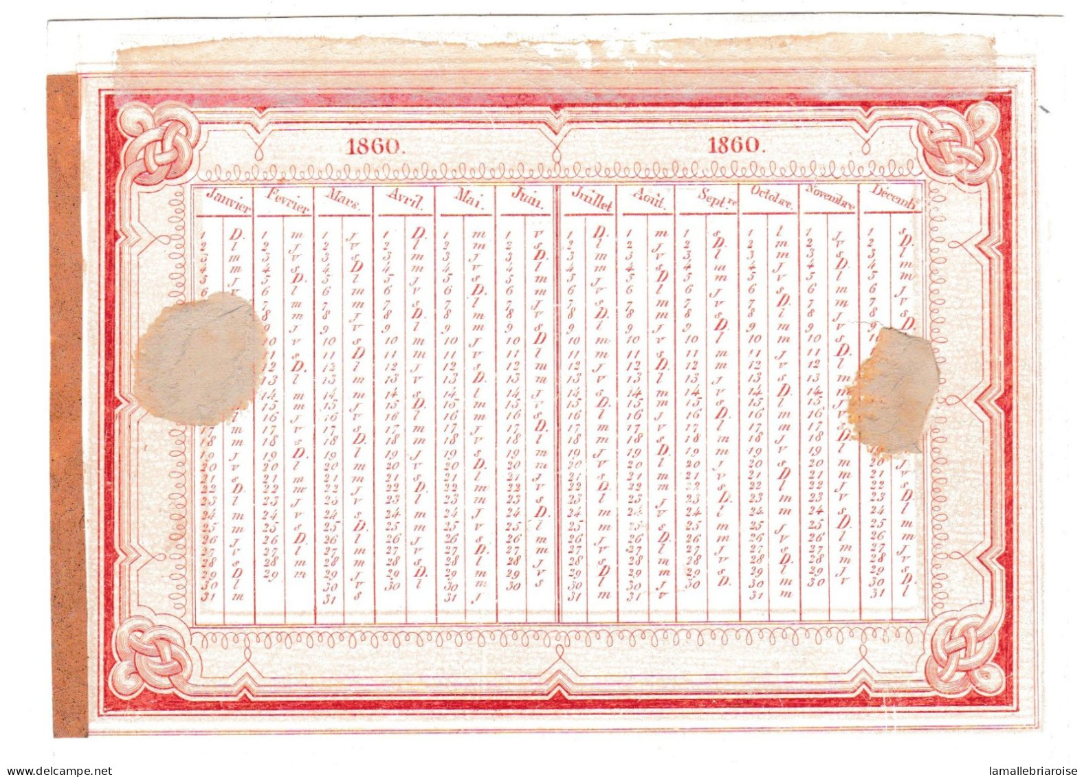 Carte Porcelaine, Porseleinkaart, Café Des Mille Colonnes à Bruxelles, Calendrier 1860, Dim:142 X105mm - Porcelaine