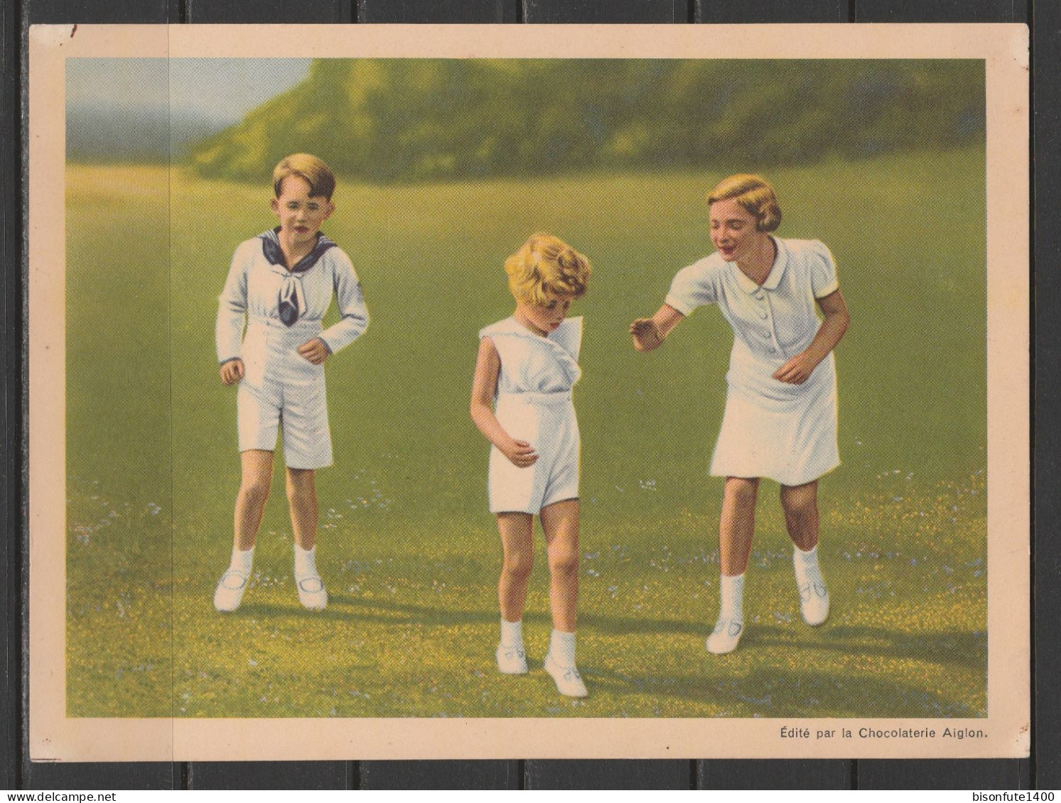 Chromo Chocolat L'Aiglon : N°65 : Les Enfants Royaux Au Château De Laeken ( Voir Photo) - Aiglon