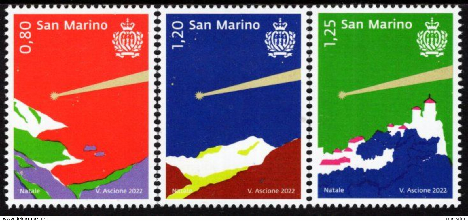 San Marino - 2022 - Christmas - Mint Stamp Set - Unused Stamps