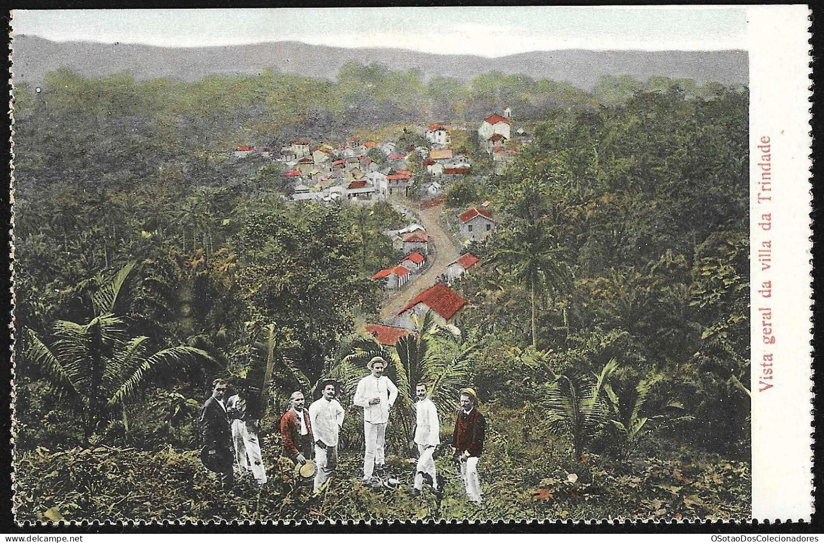 Postal S. Tomé E Principe - S. Thomé - Vista Geral Da Vila Da Trindade - CPA Anime Etnic - Sao Tome Et Principe