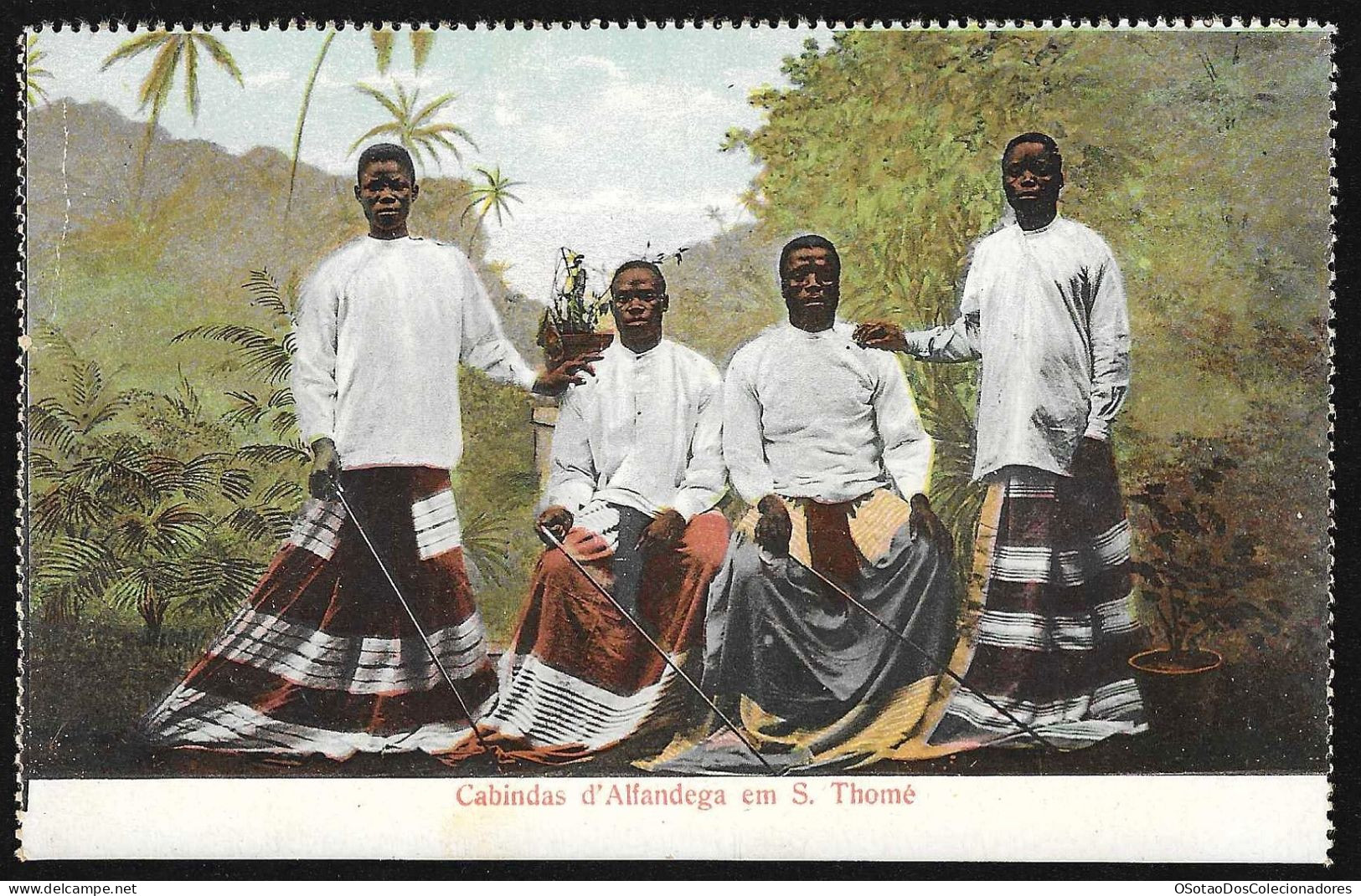 Postal S. Tomé E Principe - S. Thomé - Cabindas D'Alfandega Em S. Thomé - CPA Anime Etnic - Sao Tome En Principe