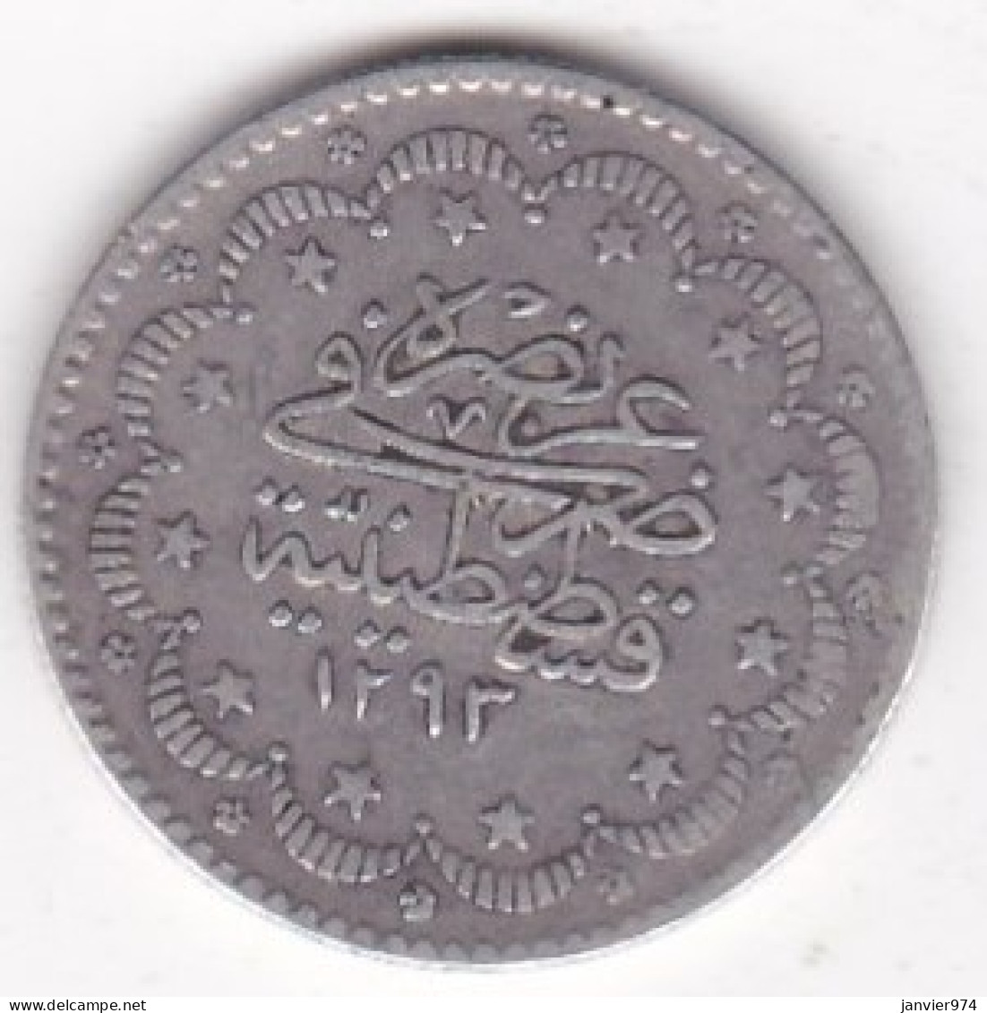 Turquie . 5 Kurush AH 1293 – 1876 Année 9, Abdülhamid II, En Argent , KM# 737  - Turchia