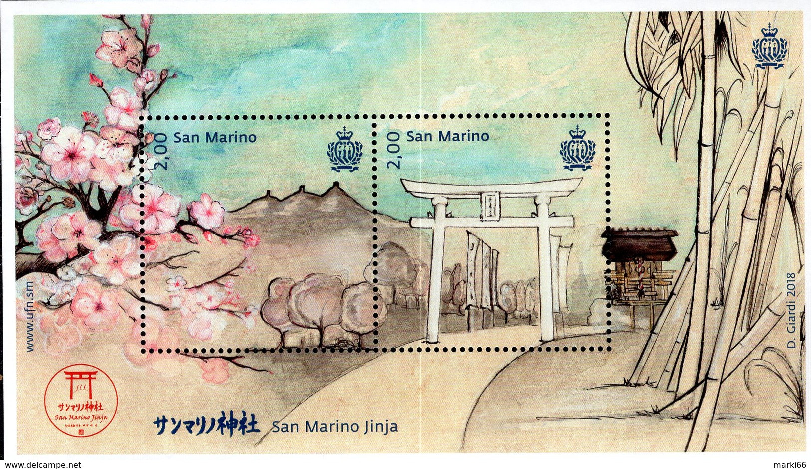 San Marino - 2018 - San Marino Jinja - First Official Shinto Temple In Europe - Mint Souvenir Sheet - Neufs