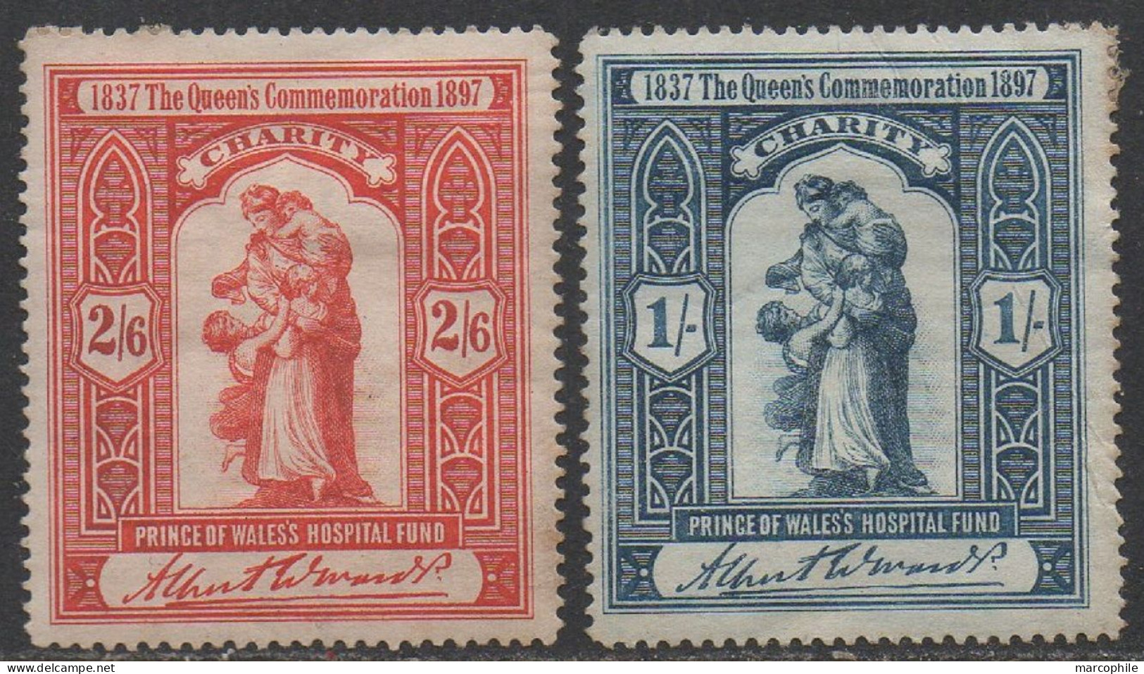 GB - ERINNOPHILIE - PRINCE OF WALES HOSPITAL / 1897 2 VIGNETTES - CINDERELLAS  (ref T2172) - Werbemarken, Vignetten