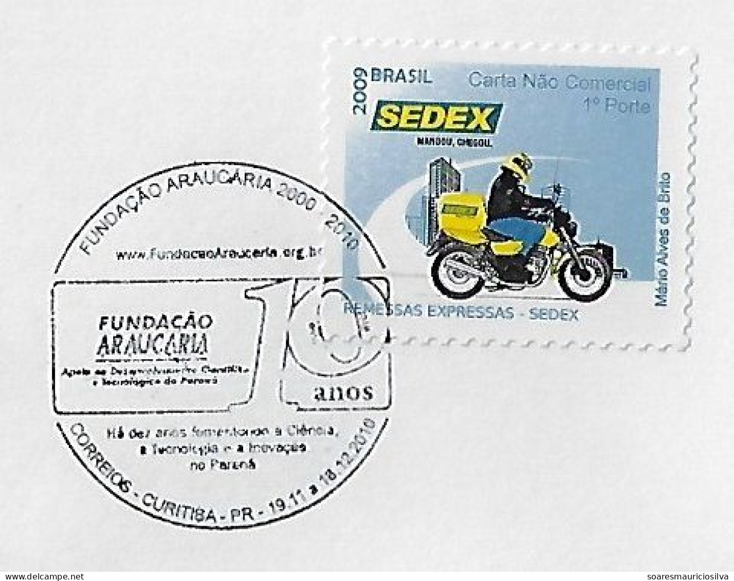 Brazil 2010 Cover With Commemorative Cancel 10 Years Of The Araucaria Foundation - Lettres & Documents