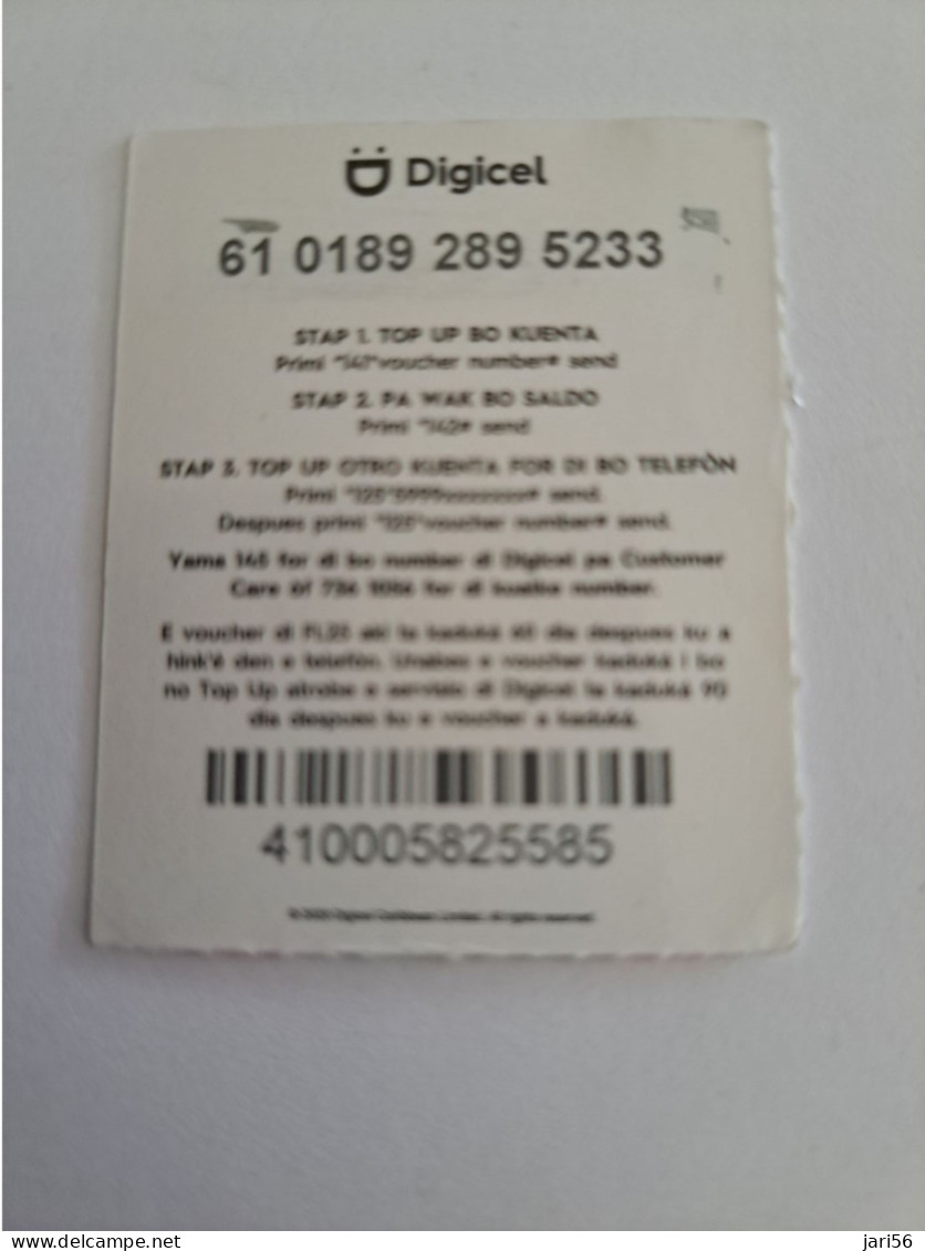 CURACAO PREPAID / DIGICEL -TOP UP FL25,- DATE ; ??- USED CARD     **13607 ** - Antillen (Niederländische)