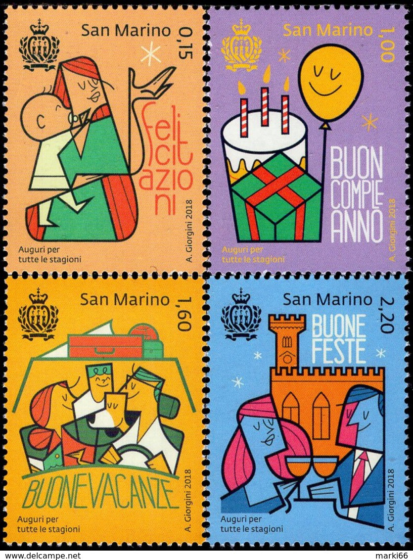 San Marino - 2018 - Greetings - Mint Stamp Set - Unused Stamps
