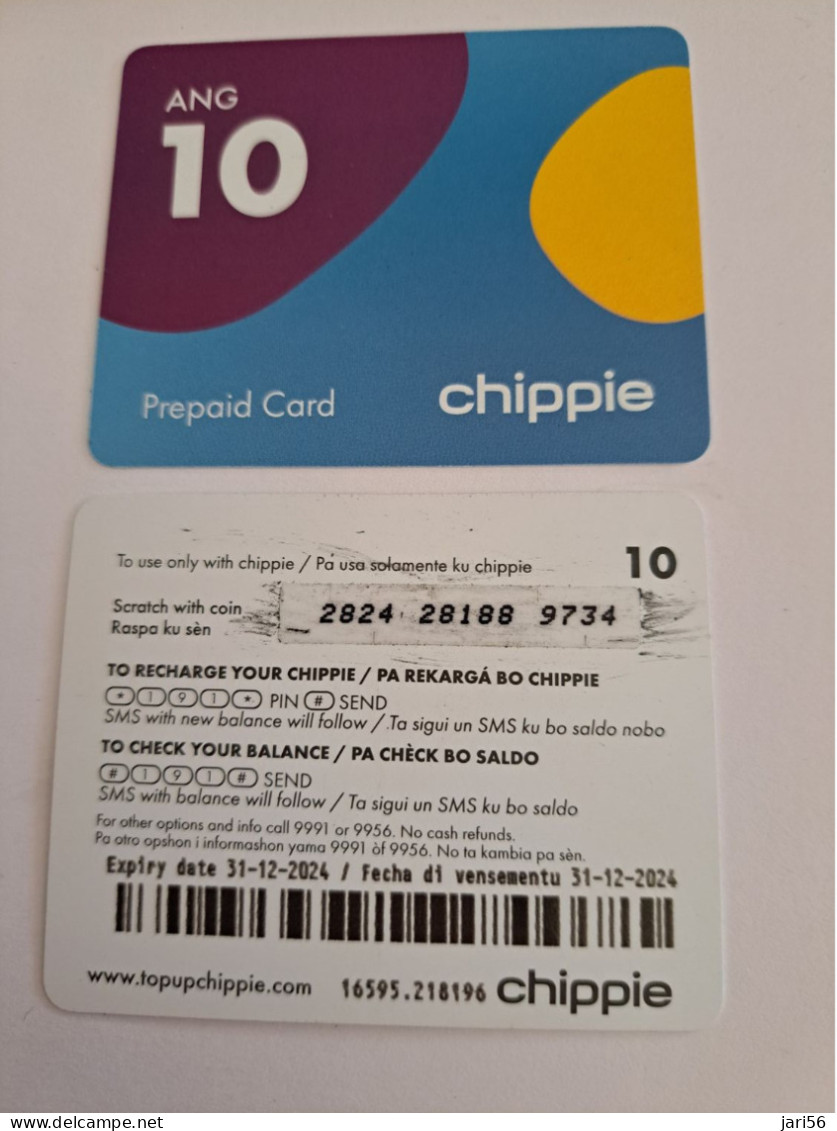 CURACAO PREPAID / CHIPPIE PREPAID CARD  ANG 10,- ,- DATE -31-12-2024 / USED CARD     **13609 ** - Antillen (Nederlands)