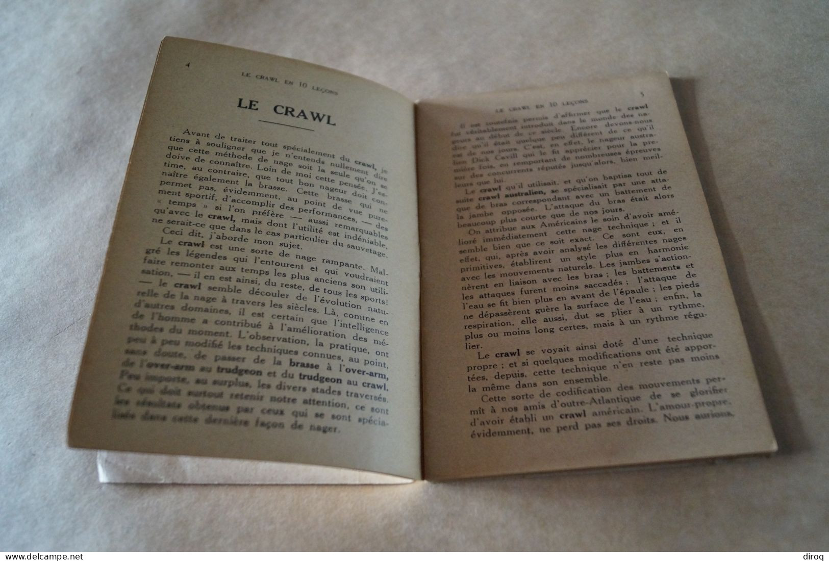 Natation,Le Crauwl En 10 Leçons,Georges Pouilley,32 Pages,18 Cm. Sur 11,5 Cm. - Deportes