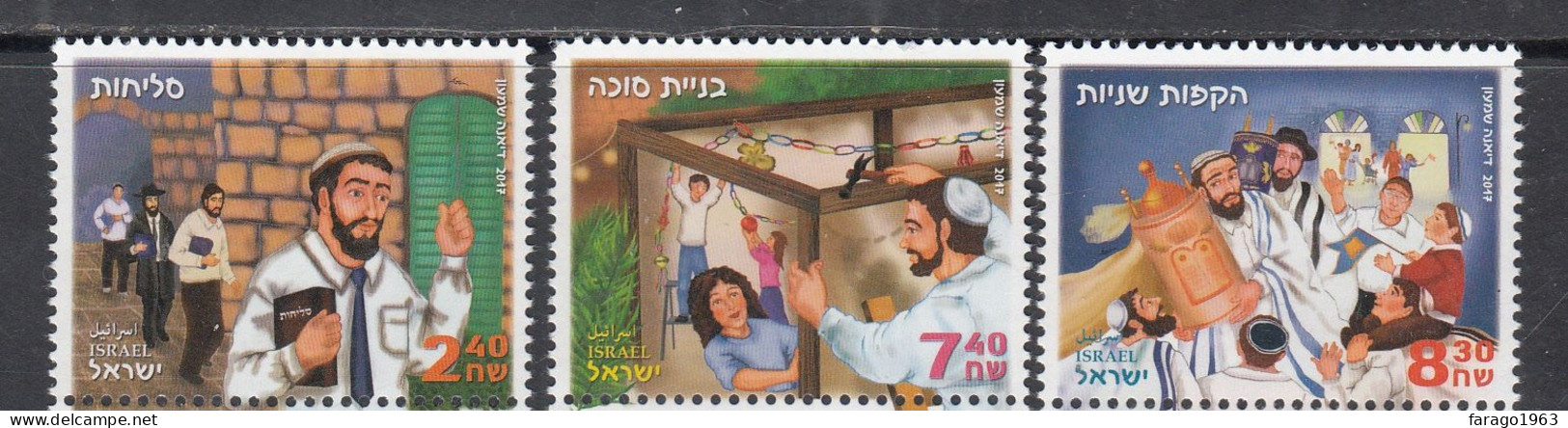 2017 Israel Religious Traditions Complete Set Of 3 MNH @ BELOW FACE VALUE - Unused Stamps (without Tabs)