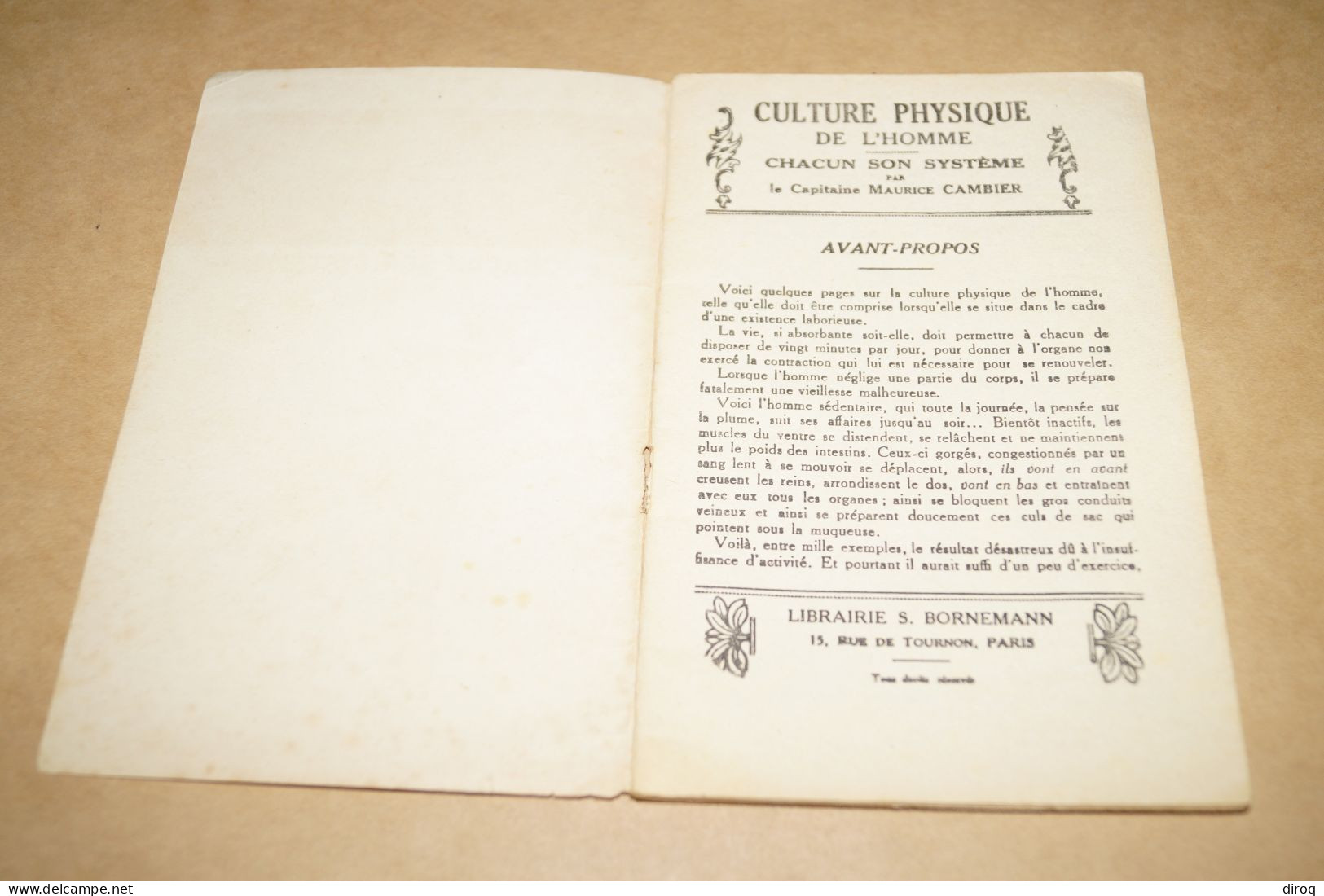 Culture Physique De L'homme,par Le Capitaine M.Cambier,32 Pages,18 Cm. Sur 11,5 Cm. - Deportes