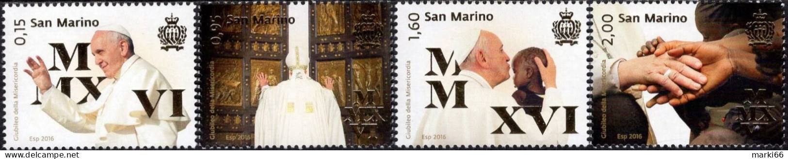 San Marino - 2016 - Jubilee Of Mercy - Mint Stamp Set With Golden Folio Imprint - Unused Stamps