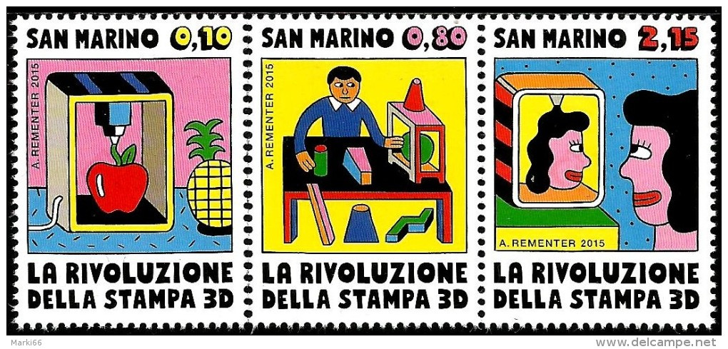 San Marino - 2015 - 3-D Printing Revolution - Mint Stamp Set - Ongebruikt