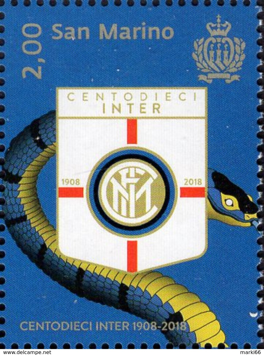 San Marino - 2018 - 110th Anniversary Of INTER Football Team Foundation - Mint Stamp - Ungebraucht