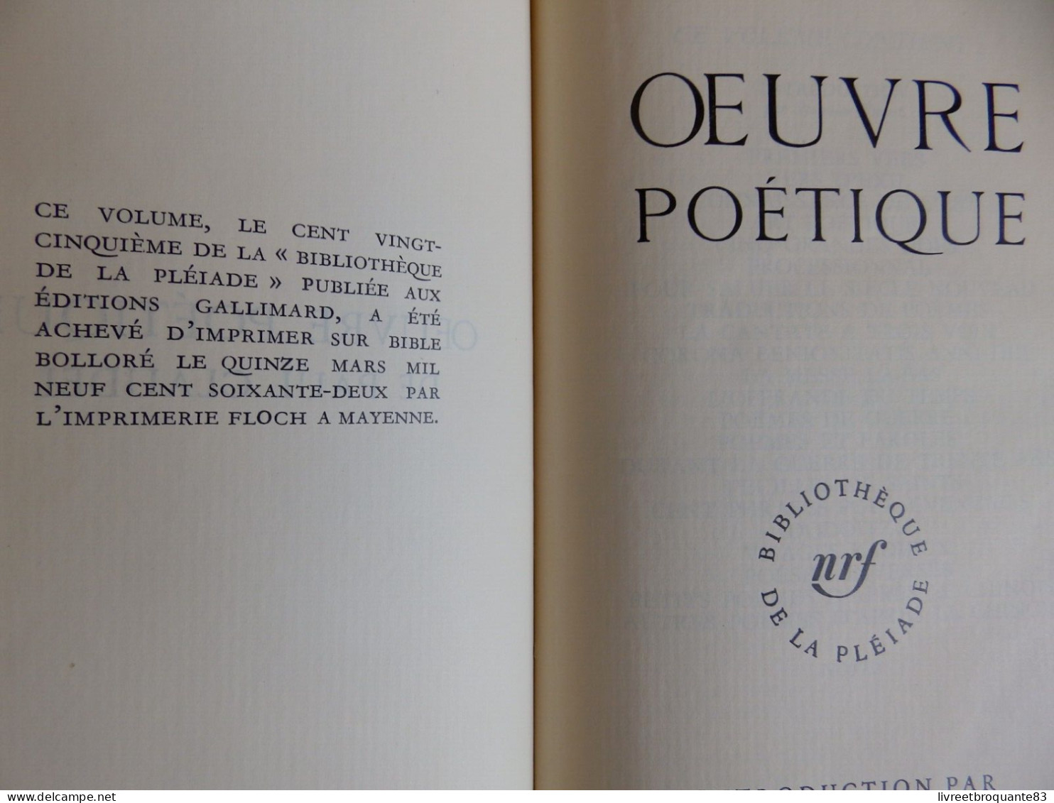 LA PLEIADE PAUL CLAUDEL EDT 1962 BON ETAT - La Pléiade