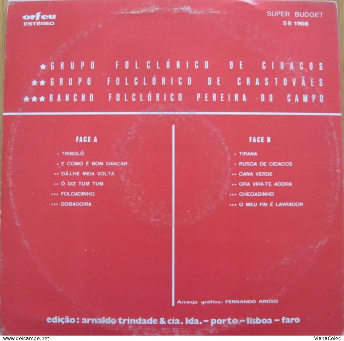 LP Disco Vinil - Folclore / Cidacos Oliveira De Azemeis / Crastovães Águeda / Pereira Do Campo Montemor-o-Velho - Country En Folk