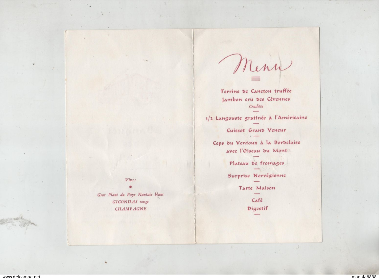 Banquet Des 60 Ans Hôtel Du Commerce Tain L'Hermitage 1976 Menu - Menükarten