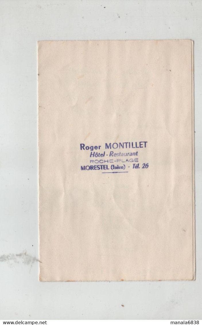 Montillet Hôtel Restaurant Roche Plage Morestel  1963 Menu - Menú