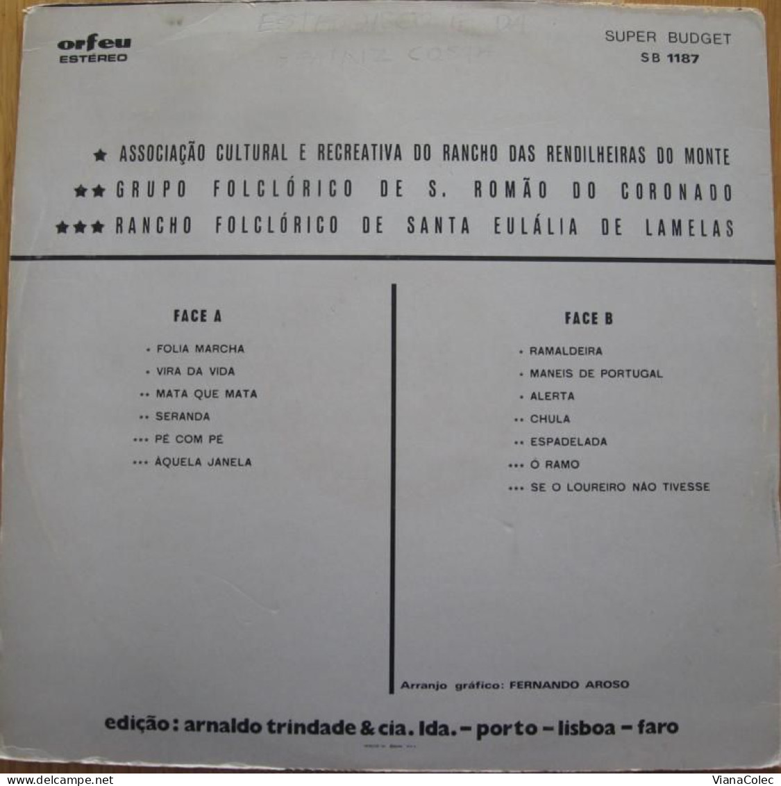LP Disco Vinil - Folclore / Vila Do Conde Rendilheiras Santa Eulália De Lamelas Santo Tirso São Romão Do Coronado Trofa - Country & Folk