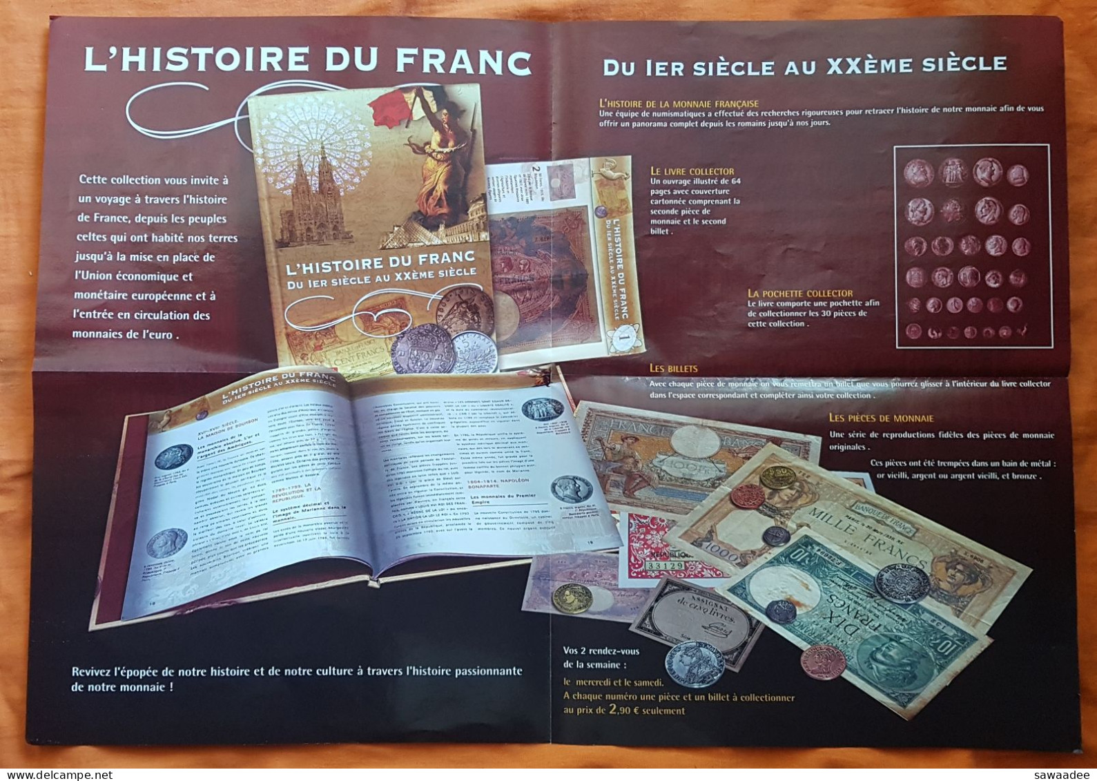 COLLECTION COMPLETE - L'HISTOIRE DU FRANC - LIVRET + 30 FAC SIMILE BILLETS ET 30 FAC SIMILE PIECES - EDITE EN 2006 - Fiktive & Specimen
