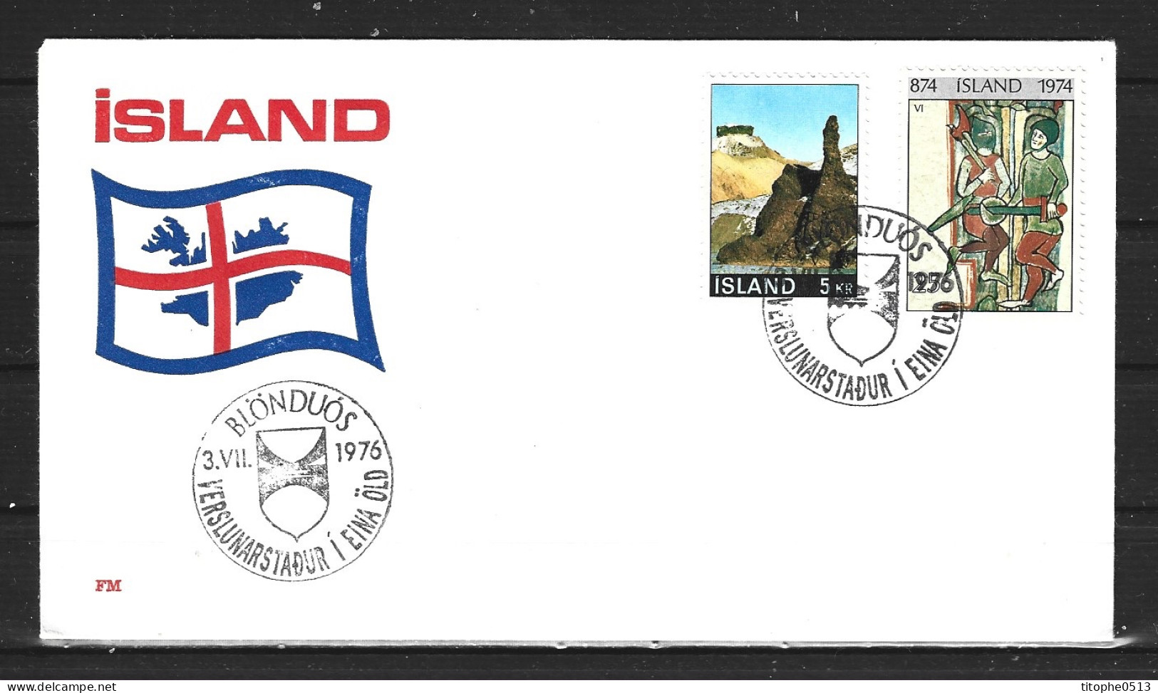 ISLANDE. Flamme De 1976 Sur Enveloppe. Armoiries De Blönduos. - Storia Postale