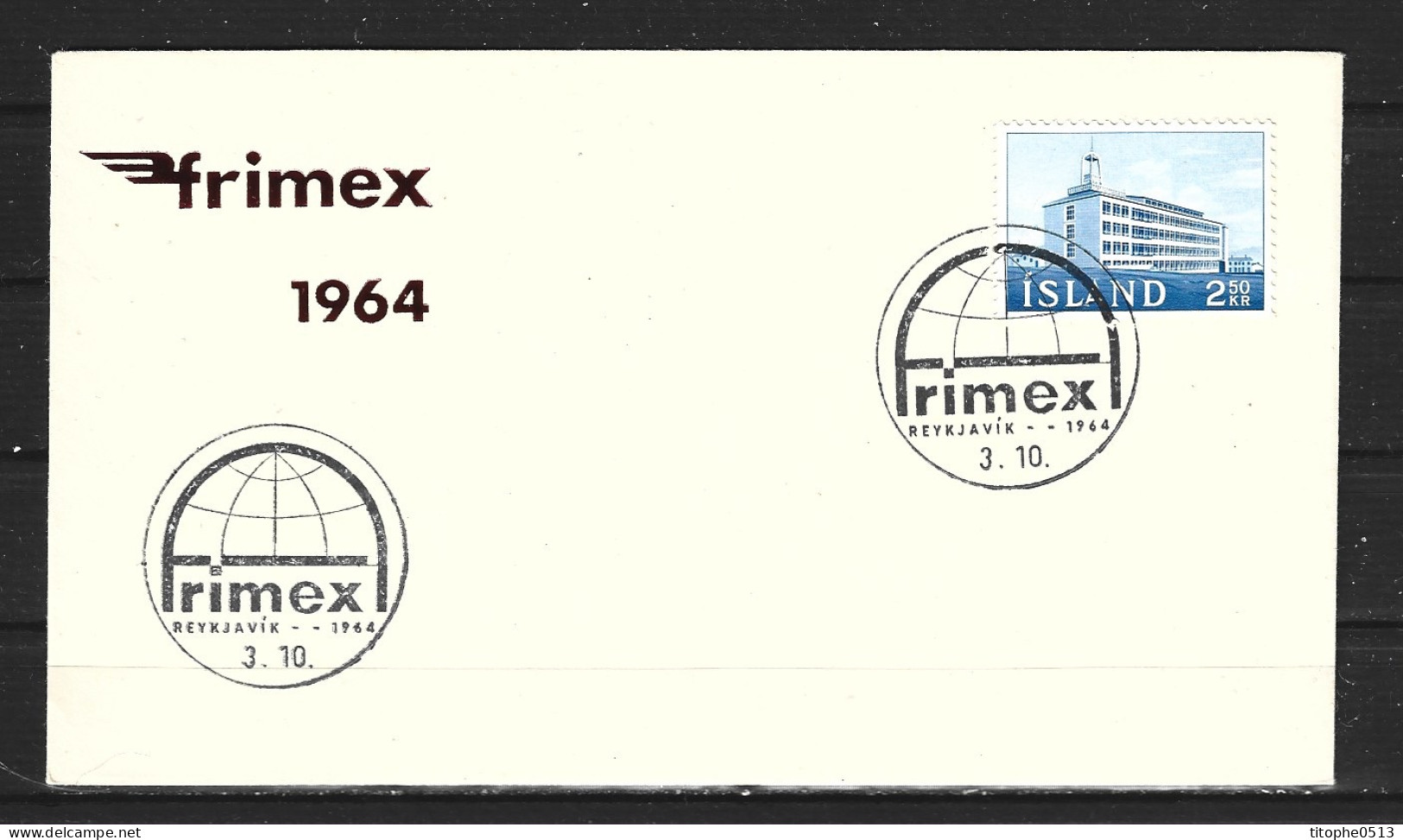 ISLANDE. Enveloppe Commémorative De 1964. Frimex 1964. - Cartas & Documentos