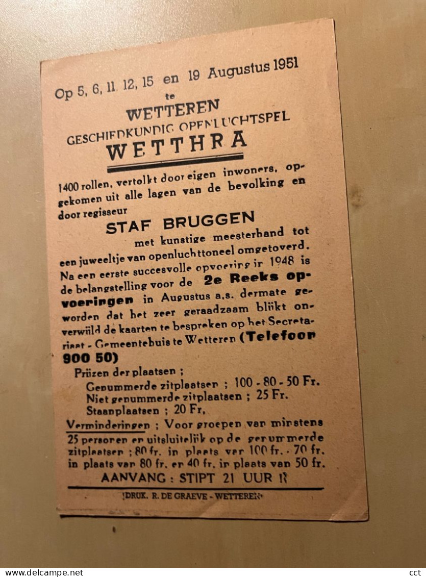 Wetteren   Wetthra Massaspel Regie Staf Bruggen  Augustus 1951 - Wetteren