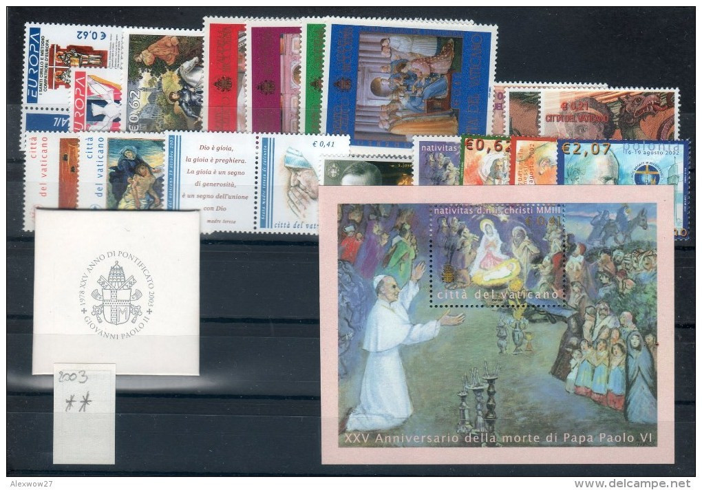 Vaticano / Vatican City  2003 -- Annata Completa +2 BF --- Complete Years ** MNH / VF - Annate Complete