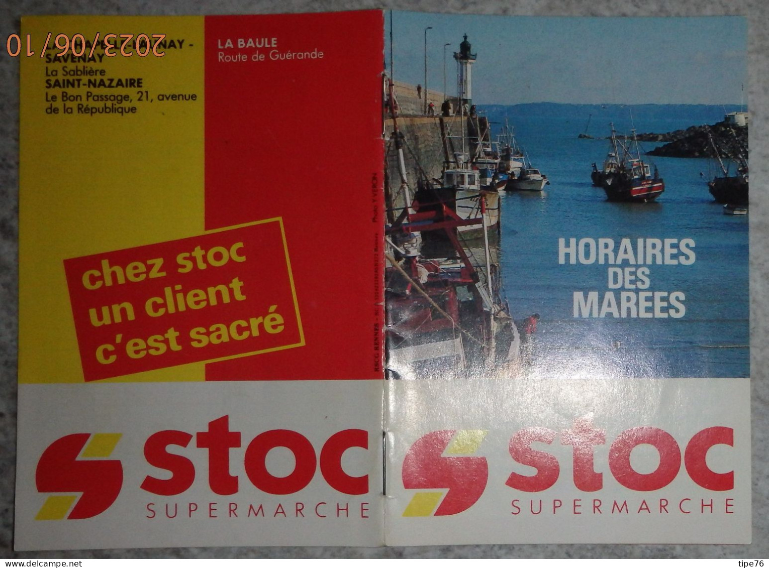 Horaires Des Marées 1989 Saint St Nazaire Loire Atlantique Juillet à Septembre - Magasin Stoc La Baule Savenay - Europe