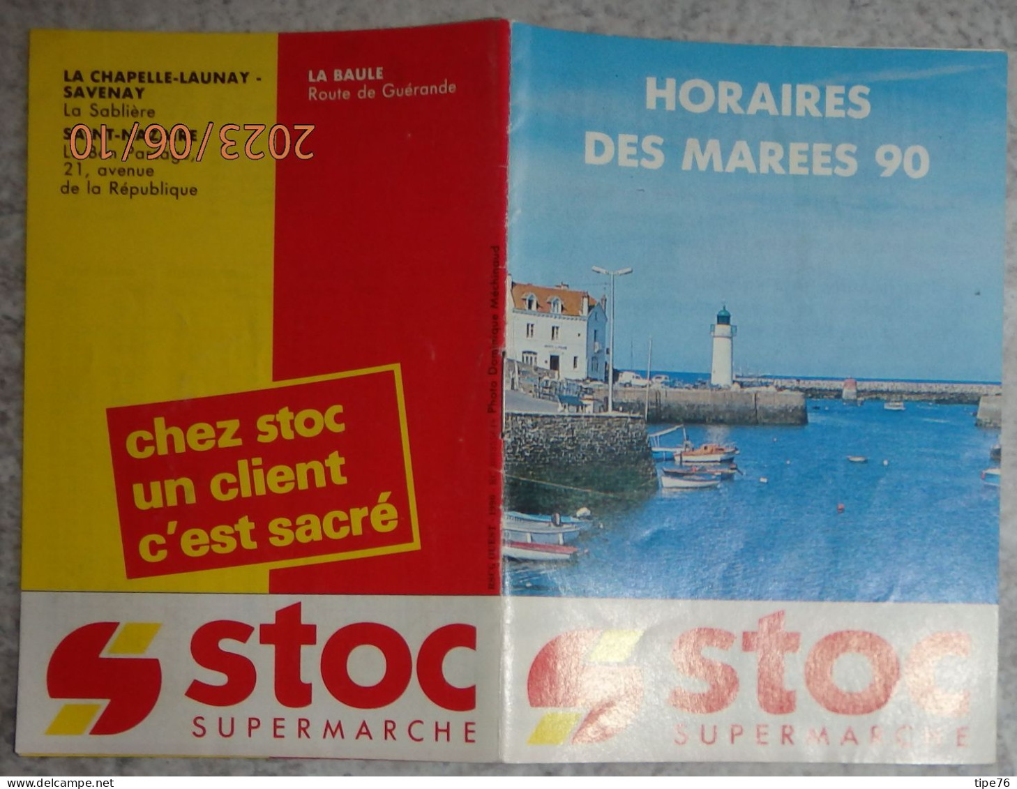 Horaires Des Marées 1990 Saint St Nazaire Loire Atlantique Juin à Septembre - Magasin Stoc La Baule Savenay - Europe